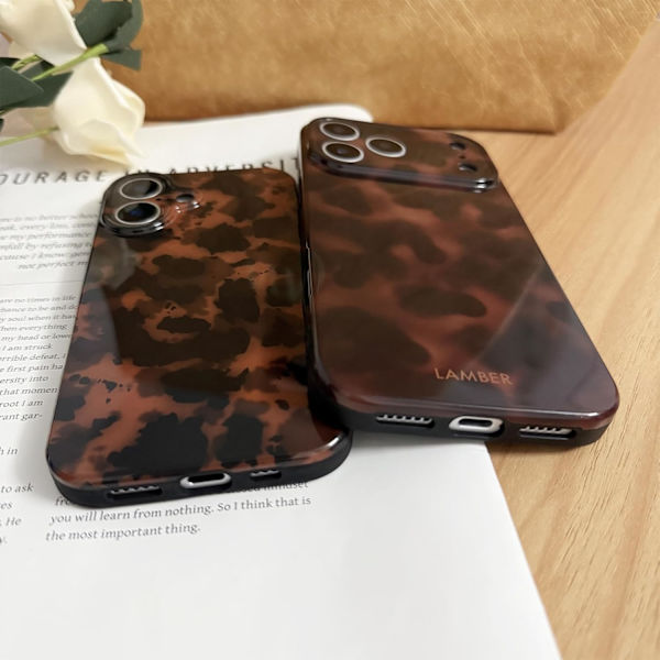 Cute Phone Case for iPhone 17 Pro Max Shell Turtle Pattern Leopard Full Camera Protection Slim Shockproof Cool Trendy Aesthetic-Brown Amber