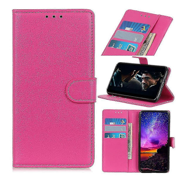 Litchi Skin Classics Plånboksfodral Ställ Läder Flip Cover För Iphone Se (2020)/se (2022)/7/8 4.7 Tum Pink