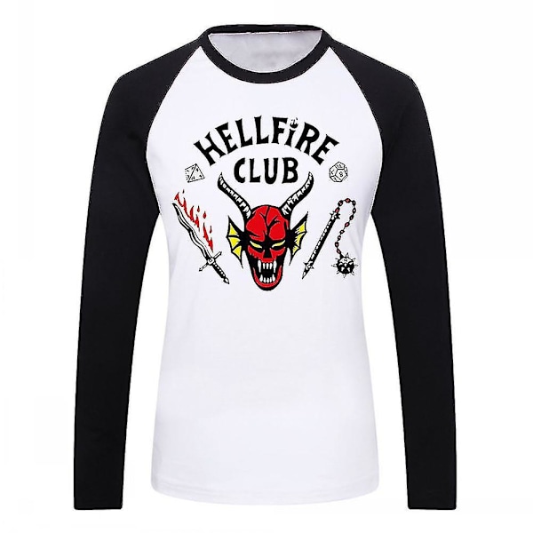 Unisex Hellfire Club Stranger Things T-paita naisille/miehille pitkähihaiset topit White M