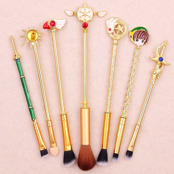 Professionella Cardcaptor Sakura Makeup Brushes Anime Series Makeup Brushes Foundation Blending Blush Cosmetic (Cardcaptor Sakura Makeup Brushes 6)