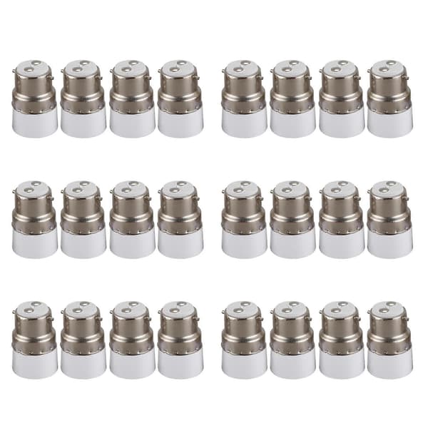 AC 220V B22 til E14 Sokkel Lyspære Adapter Holder 24 stk White