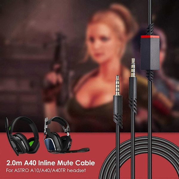 2X Kuulokekaapeli, 2.0M Inline Mute -kaapeli /A40-pelikuulokkeille