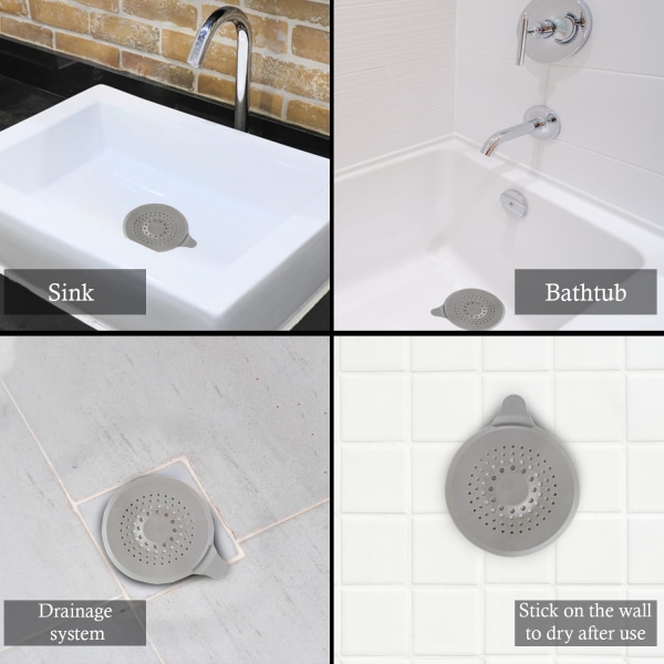 Handfatssilar för badrum - Avloppsskydd för badkar - Hårproppar i plast för duschavlopp - Silikonhårfångare duschavlopp med sugkoppar