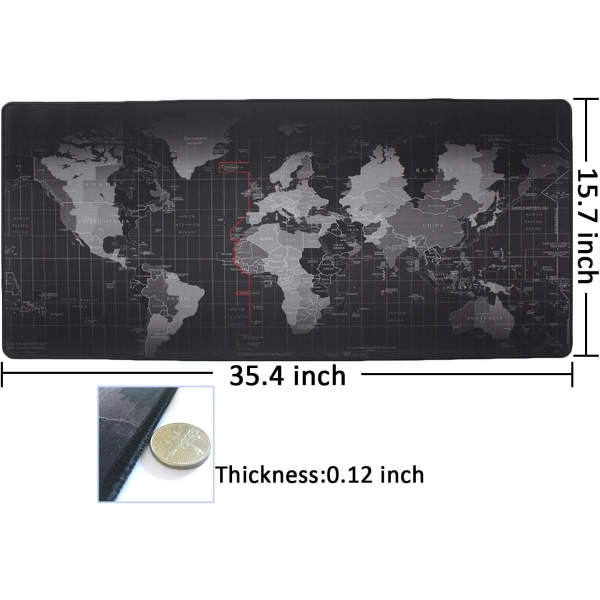 Udvidet musemåtte Stor gaming musemåtte - 35,4x15,7x0,12 tommer computer tastatur musemåtte skridsikker musemåtte gummi