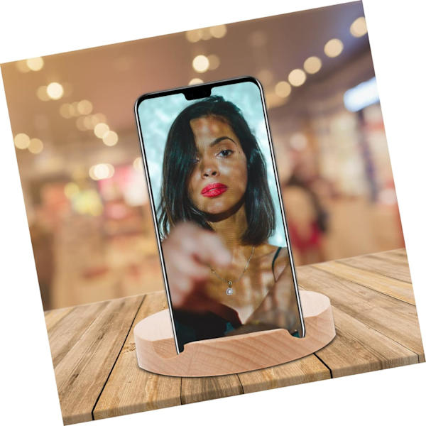 Stykker af træ, søde bil mobilholder stativ til telefon model dock gaver design træ celle skrivebord tegneserie dyr figur indretning i skrivebordstop