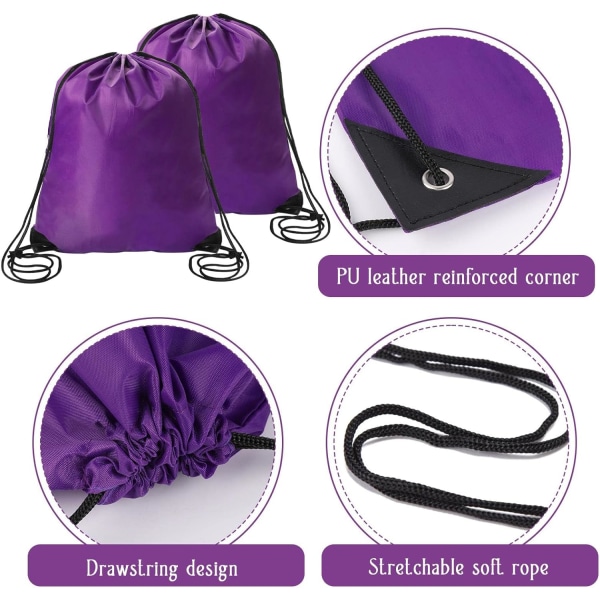 2 stk. Lilla snørebåndsrygsække Sports Cinch Sack String Bags Drawstring Gym Bag Draw String Backpack Bulk Swimming String Bags