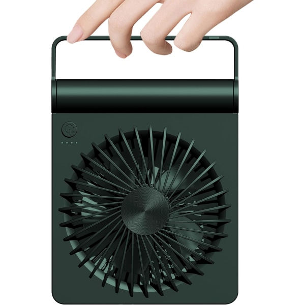 Skrivbordsfläkt, liten men kraftfull, bärbar fläkt batteridriven, 220° lutningsfällbar Ultra tyst person minifläkt, stark vind, 3 hastigheter justerbar (grön)