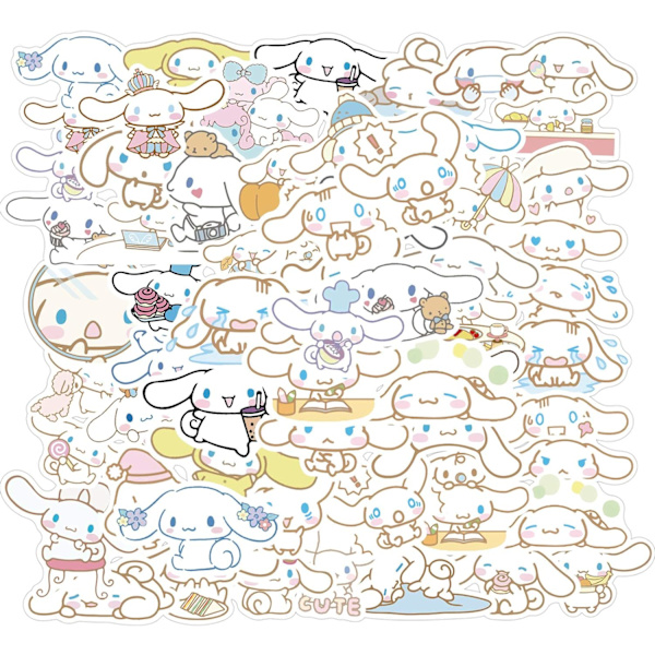 50 stk Kawaii Cinnamoroll klistremerker Tegneserie Japansk Anime klistremerker Vannflasker Bagasje Festgave Klistremerke for barn Jenter (CIN)