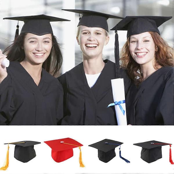Vuxen studentmössa, justerbar för examen, 2-pack, svart