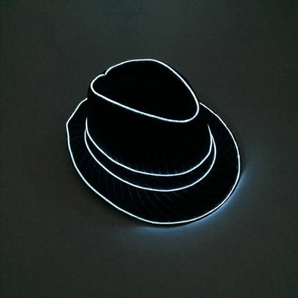 Hvidt lys LED Jazz Hat Blinkende Fedora til Fest 1.5V