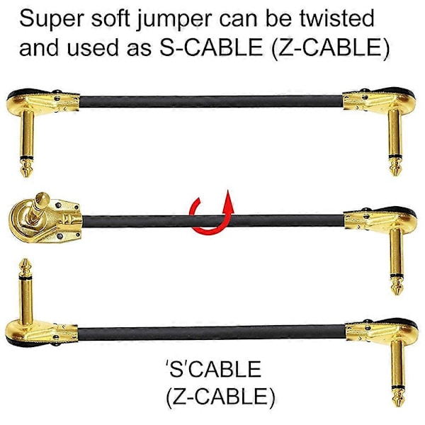 Gitarr Patch Kabel Effektpedal Patch Sladdar 1/4-tums Rätvinklig Lågprofil Pannkakadesign för Effekter