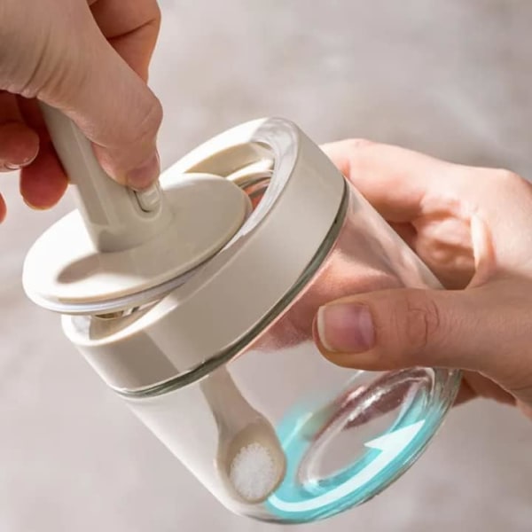 Ny anpassad mini expanderbar kryddflaska glas sockersalt- och pepparbehållare med stående sked