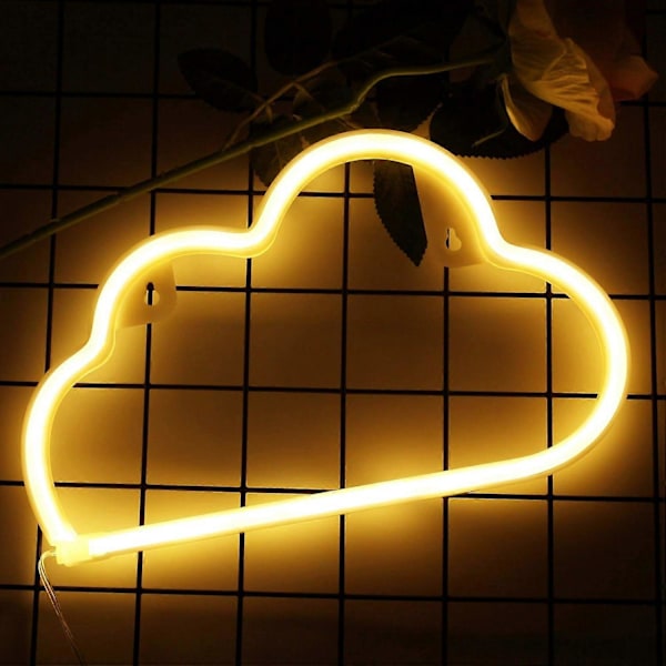 Varmhvidt skylys neonlys neonskilte, batteridrevne og USB-drevne LED-neonskylys til soveværelse, fest, boligindretningslampe, bord og