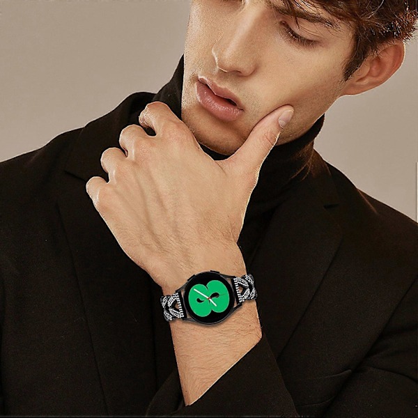Sinkkiseoksesta valmistettu kierretty rannekoru strassikoristeella Garmin Vivomove Luxe/GarminMove Luxe -kelloon Style B