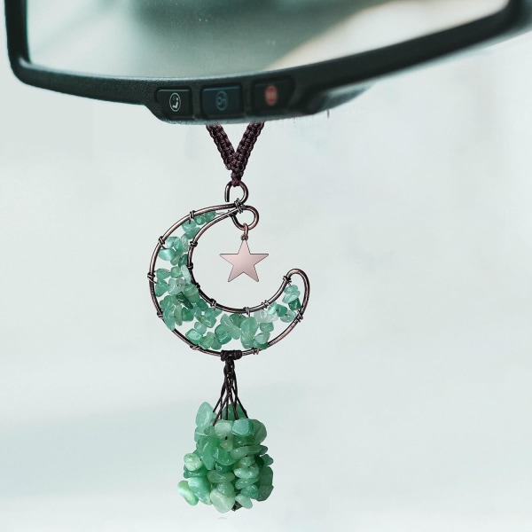 Gröna biltillbehör Aventurine Crystal Bil Backspegel Hängande tillbehör Crystal