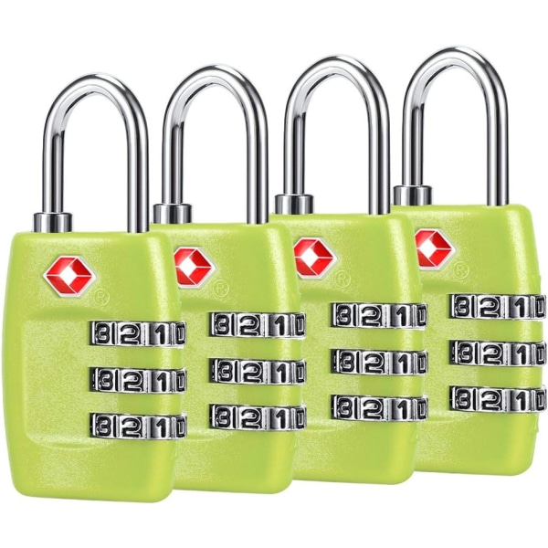 Luggage Locks (4Pack) - 3 Digit Combination Padlocks - Approved Travel Lock for Suitcases & Baggage (Green1)