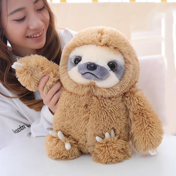 Söt Sloth Plyschdjur Leksak, Liten Plysch Sloth Tedy Bear Plyschdjur Leksaker för Barn Födelsedagspresent Babydocka (15,7 Tum, Brun)