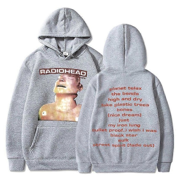 Vintage Rockband Radiohead Hoodie Hip Hop Everything Music Hoodie sweatshirt topp Gray M