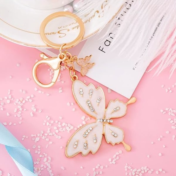 Butterfly Keychain - Söt nyckelring,1 set fjärilspresent,Crystal Bling Diamond nyckelring,Fjärilstillbehör för kvinnor Bilnycklar