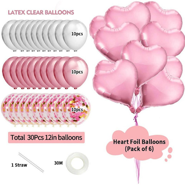 Födelsedag Dekoration Flicka Happy Birthday Girlang Ballonger Födelsedag Dekoration Set Med Rosa Ballonger, Silkespapper Pompoms Rosa