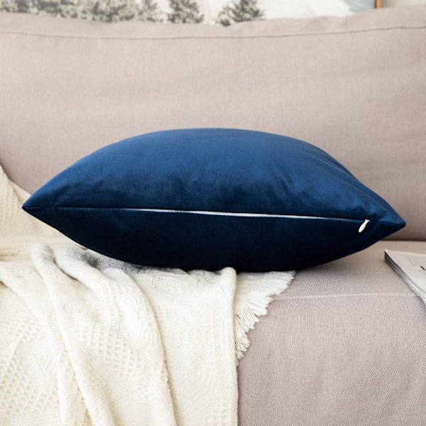 2 stk. dekorative fløjls pudebetræk sofa pudebetræk super glat blød dekoration hjem stue soveværelse til 2 stk. sofa 30X50CM mørkeblå
