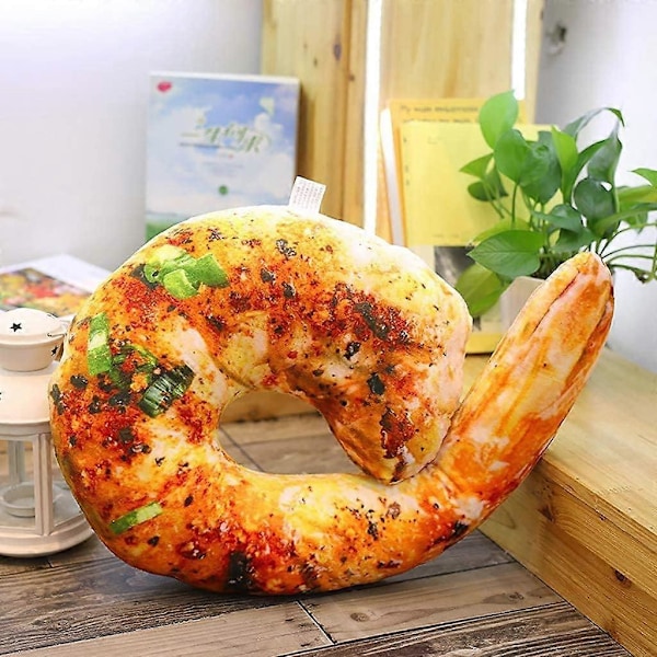 Plush Leksak Kudde I Form Av Räka, 3D Simulerad Mat Räka Nackkudde, Kreativ Mat Soffa Kudde Heminredning, Hållande Kudde Present Till Vänner
