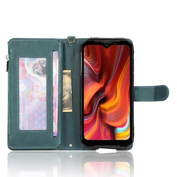 Til Doogee S96 Pro Litchi Tekstur Lynlås Læder Telefoncover (Grøn)