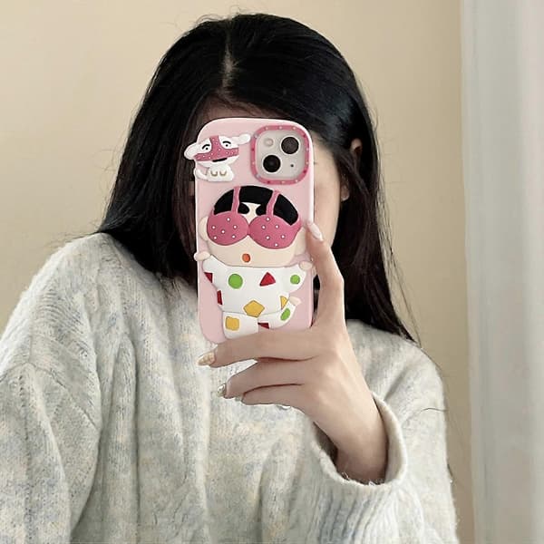 Rosa rolig tecknad silikonfodral för iPhone 13 för pojkar