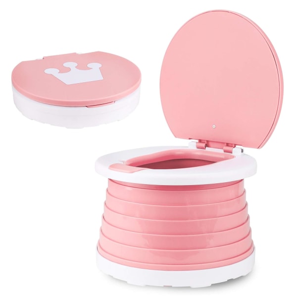 Children's Folding Toilet Portable Folding Toilet Seat Boys & Girls Foldable Potty Chair Seat Toddler Potty Training(Pink)