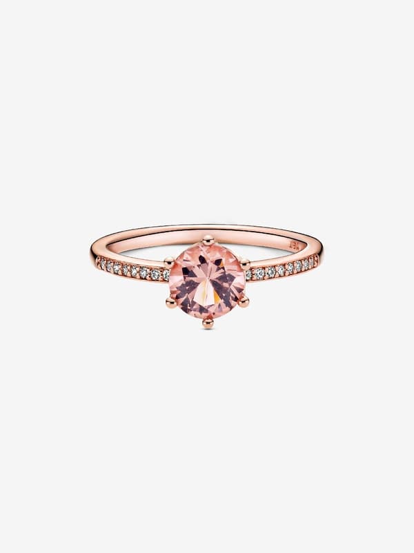 Pandora - Rosa Glitrende Krone Solitærring - 14k rosegullbelegg Circumference: 50mm