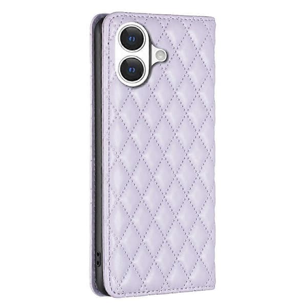 Magnetic Diamond Pattern Leather Case (Purple, for iPhone 17)