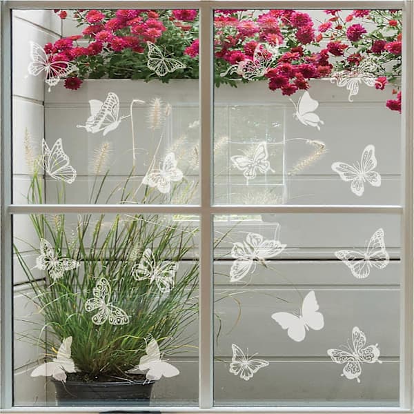 Butterfly Anti-Collision Window Decals Transparent/Dustproof Warning Bird Decals 24 pcs