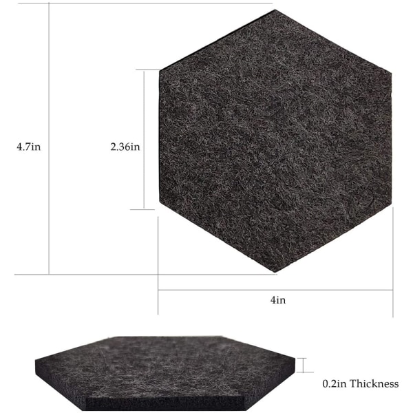 Hexagon-formede underlag til drikkevarer, sæt med 8, absorberende filtbrikker med dobbeltholder og unik telefonbrikke