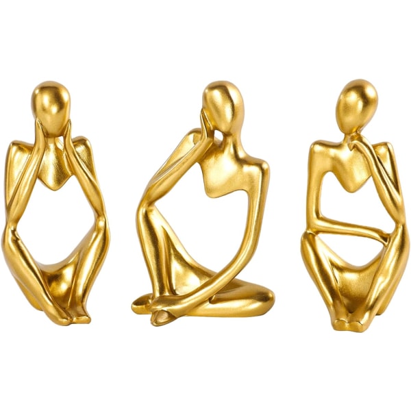 Thinker Statue Gold Decor Abstract Art Sculpture, Golden Resin Collectible Figurines  (Gold)