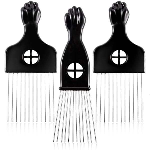 3-pack metallhårplock - Afro-plock, hårplock, metallplockkam, kam för att reda ut perukfläta, hårstylingkam, hårplockkam