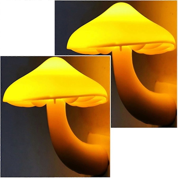 2-pak Svampe Natlampe Plug-in Lampe, LED Natlamper Til Voksne Børn Baby Børn Natlampe Væg Svampe Dekorationslampe Til Soveværelse Badeværelse, Toilet