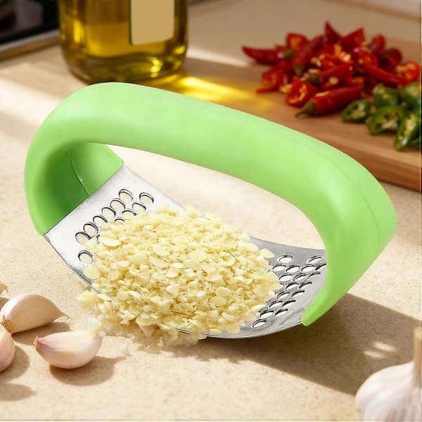 Hvidløgspresser i rustfrit stål med vippe-funktion og ergonomisk greb til hjem og restaurant