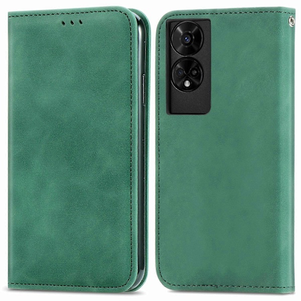 TCL 50 5G -puhelimen suojakuori, nahkajäljitelmä, korttipidike, magneettikiinnitys - Multicolor Green