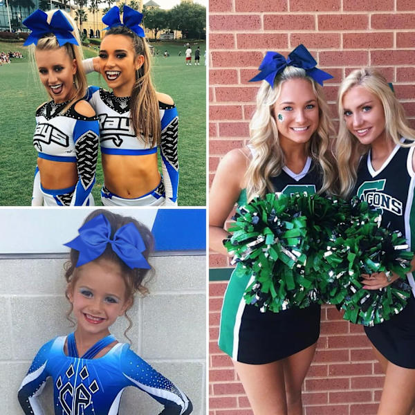 20 stk. 8 tommer Cheer Hair Bows Store Cheerleading Store Hårbånd med Hestehaleholder Håndlavet Grosgrain Bånd Hårtilbehør til Teenagere Piger (Blå)