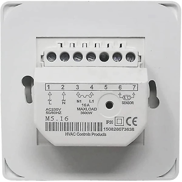 Manuell elektrisk golvvärmetermostat med AC 220v 16a sond, mekanisk golvvärme termostatkontroll [energiklass A+++] (x)