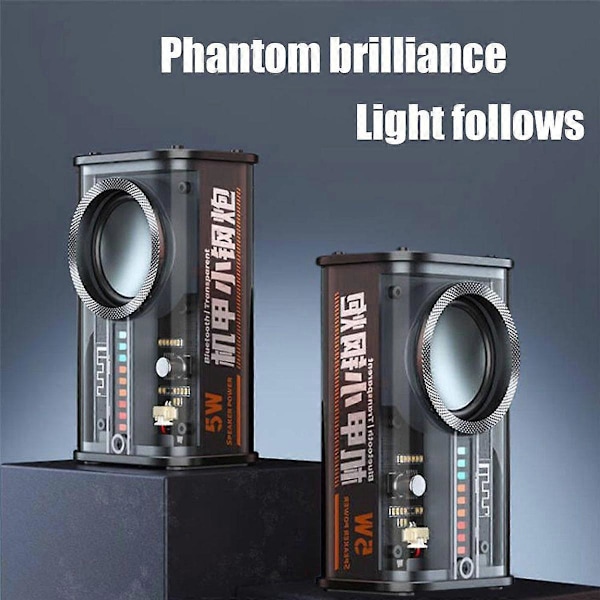 2X K07 Mecha Högtalare Transparent Trådlös Bluetooth 5.0 Stereo Surround Högtalare TWS Ljudspelare