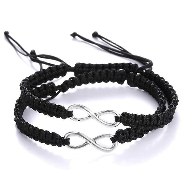 2x Åttaformad Oändlighetskärlek Matchande Armband Justerbart Flätat Rep för Par