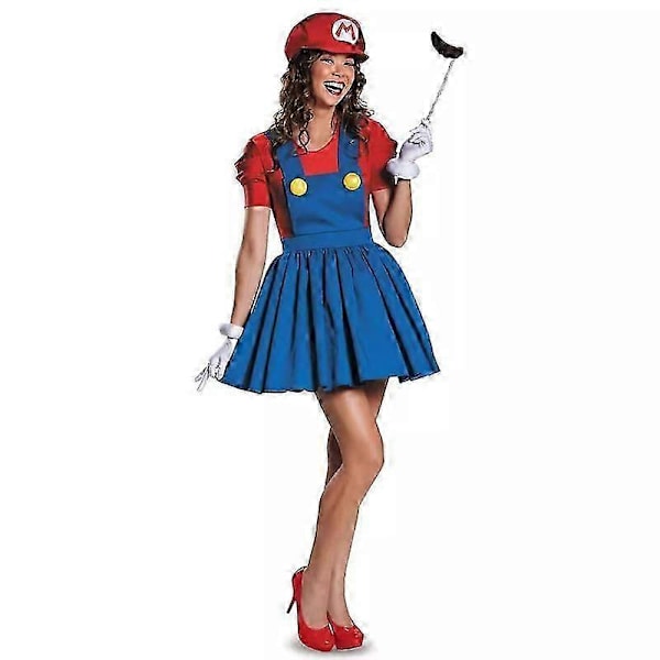 Halloween Super Mario-dräkt för kvinnor Anime Cosplay Klänning Green XL