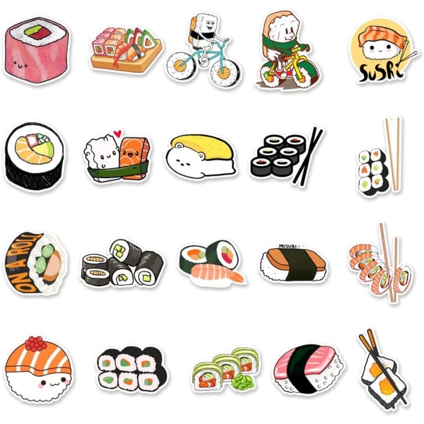 50 st Sushi-klistermärken Japansk mat Sushi-rullrisklistermärken Vattenflaskor Bärbar telefon Motorcykel Dator Gitarr Skateboard Vinyl
