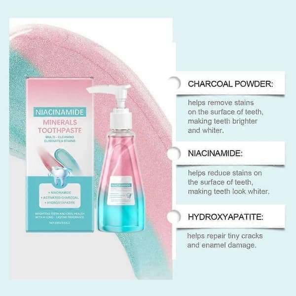 Niacinamide Toothpaste for Whiter Teeth - Triple-Action Whitening for Sensitive Teeth 3pcs