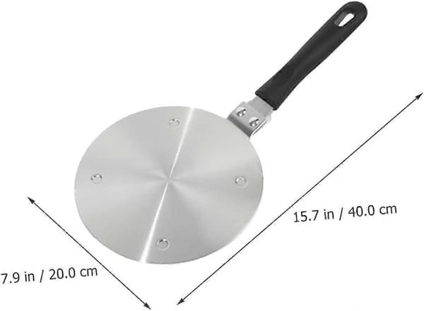 Varmesprederplate for induksjons- og gasskomfyrer, rustfritt ståladapter med avtakbart håndtak