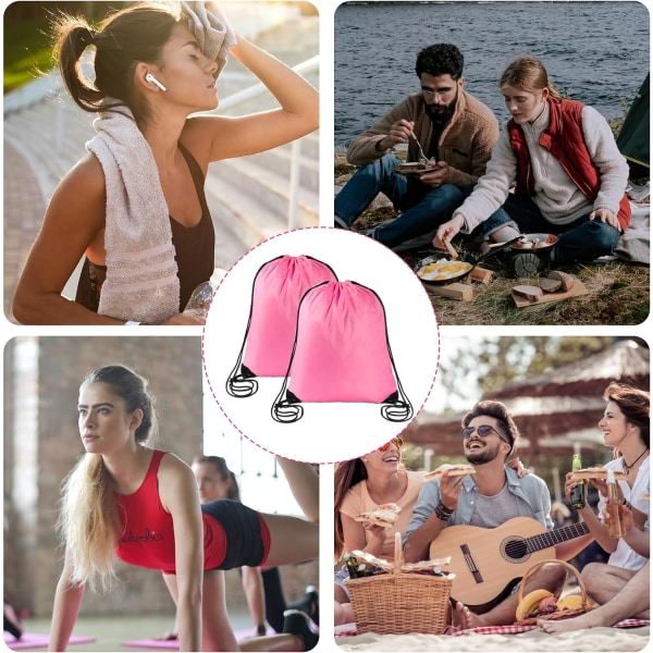 2 stk. lyserøde snoretrækssække Sports Cinch Sack String Bags Snoretrækssæk Gym Bag Draw String Rygsæk Bulk Swimming String Bags