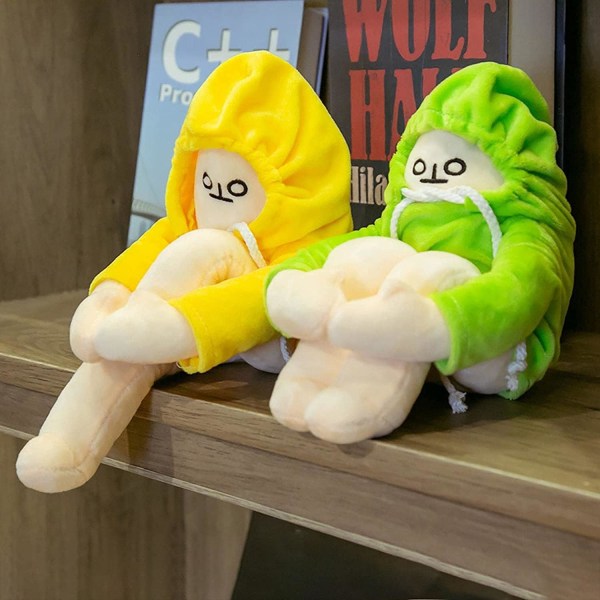 Gosig bananman leksak, 16 tum konstig bananman docka med magnet, rolig poserbar dekompressionsleksak plyschdjur docka presenter (grön)