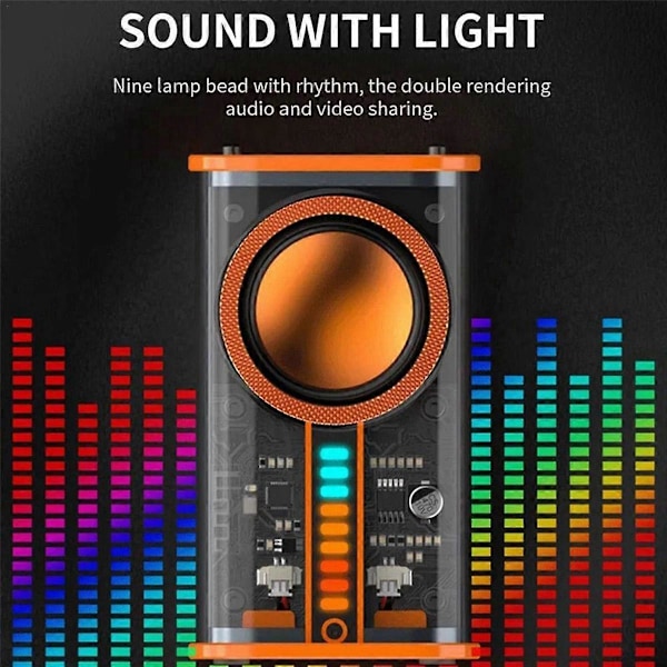 2X K07 Mecha Højttalere Transparent Trådløs Bluetooth 5.0 Stereo Surround Højttalere TWS Audio Afspiller