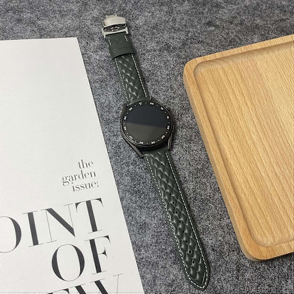 Armband i äkta läder med rombstruktur för Huawei Watch GT 5 Pro 46 mm/GT 5 46 mm 22 mm Style D